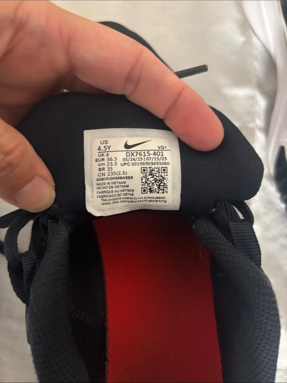 Nike Boys Sneakers in Black with White Swoosh and Red Accent